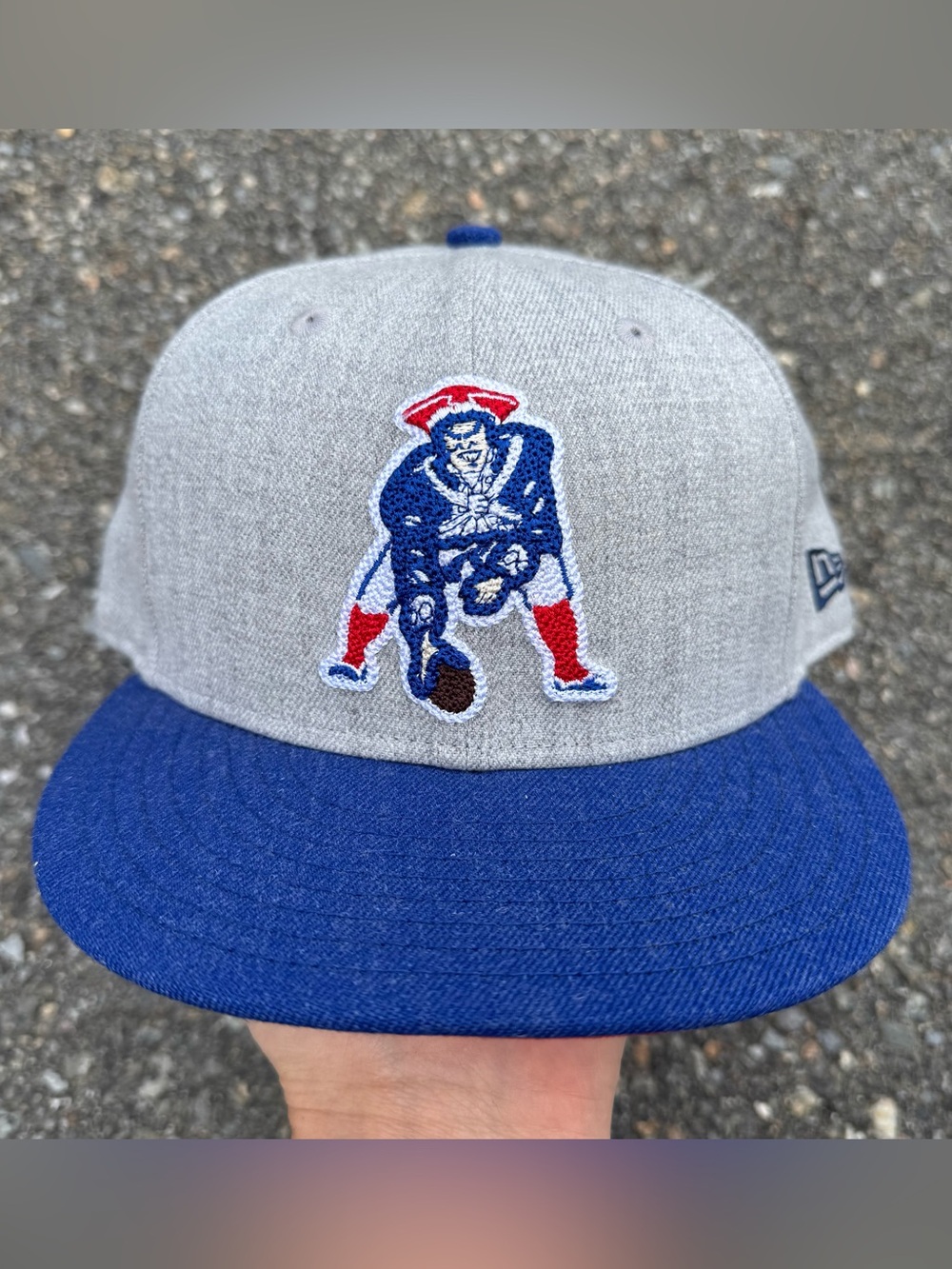 New England Patriots Fitted Hat Men Adult 7 1/2 Gray NFL Football New Era EUC